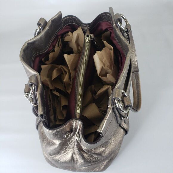 COACH Madison Mia Patent Leather Bag Coach Metallic Leather Madison Mia Carryall Bag